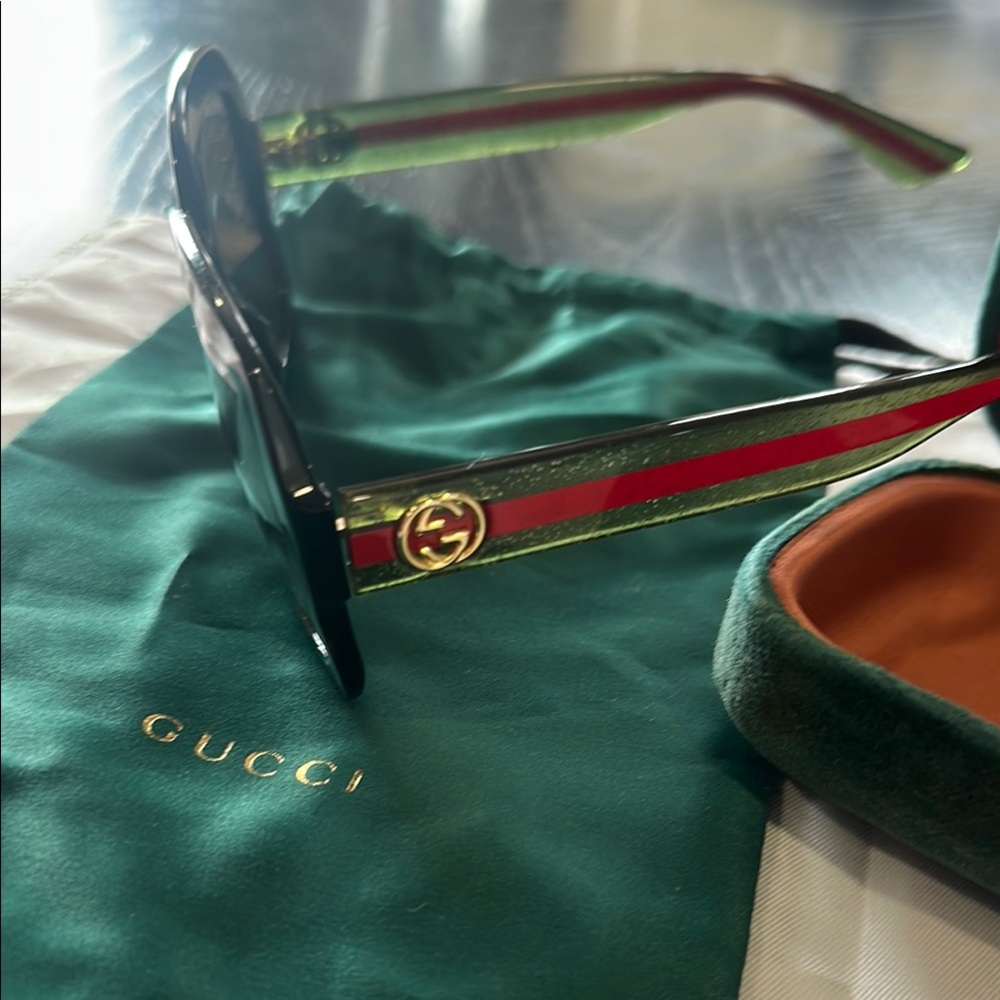Gucci Sunglasses with Green and Red Accents